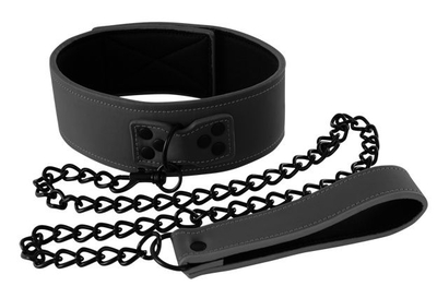 Черный виниловый ошейник Collar на цепочке - фото, цены