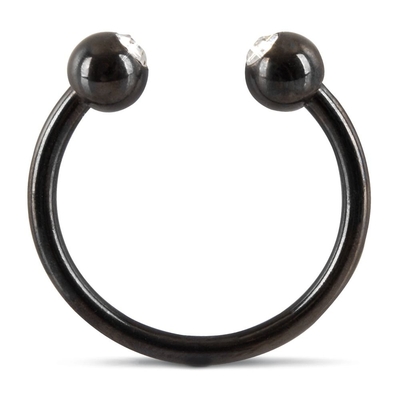 Черное металлическое кольцо под головку со стразами Glans Ring - фото, цены