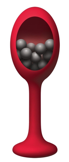 Красная анальная пробка с шариками внутри Rattler - 12,7 см. - фото, цены